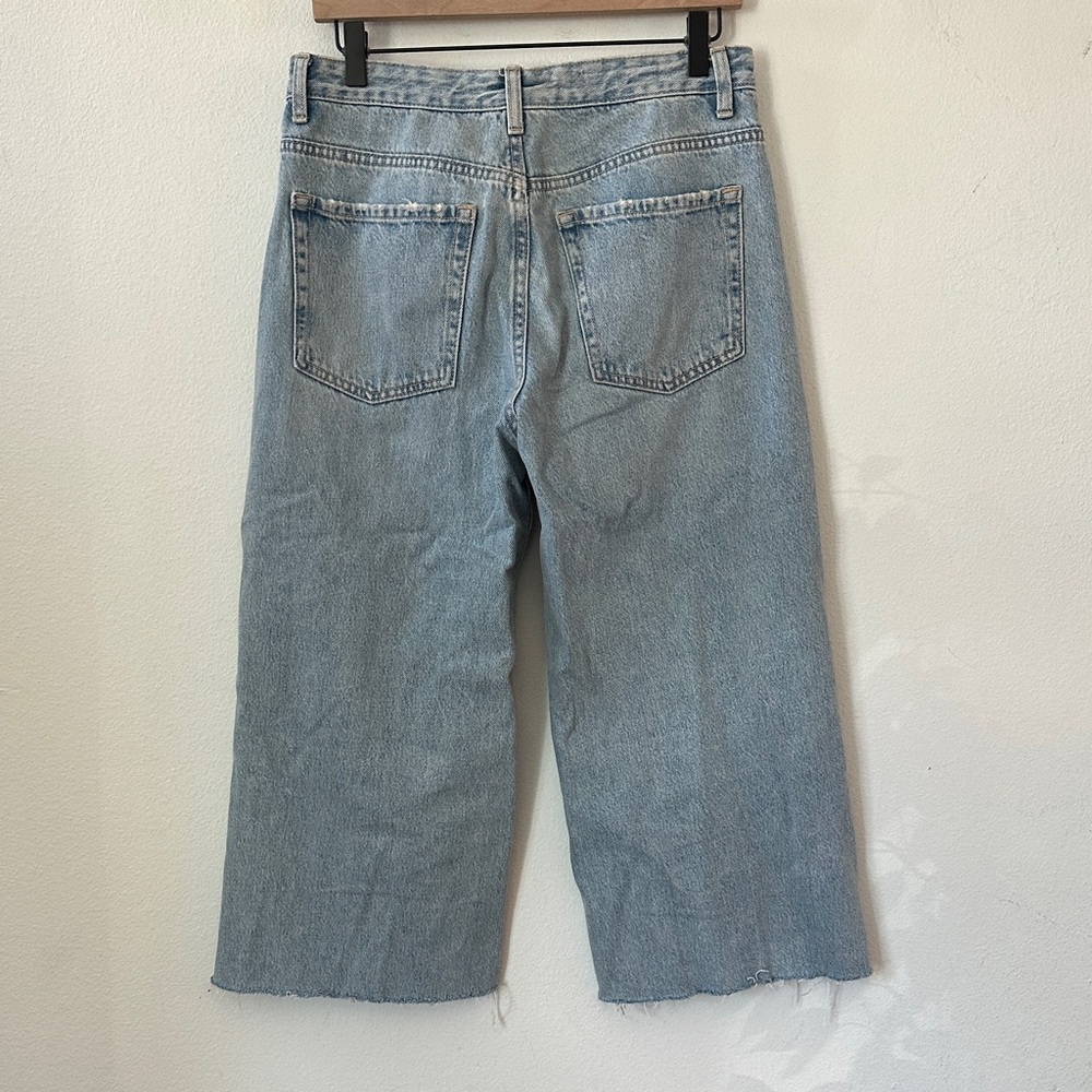 Zara Light Blue Cropped Jeans 100% Cotton - Picture 3 of 3